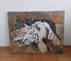 Collage auf Leinwand 90\70 cm